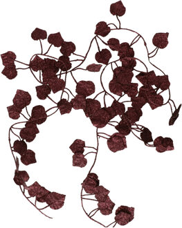 Othmar decorations Kerstboom slingers - 2x - met bladeren - orchidee roze - 200 cm - kunststof - guirlande