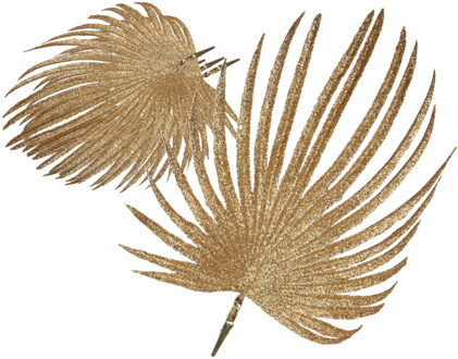 Othmar decorations Kerstdecoratie bladeren op clip - 6x stuks - goud - 27 cm -glitter