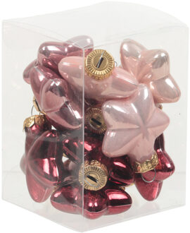 Othmar decorations Kersthangers - 12x - sterretjes - roze - 4cm - Kersthangers