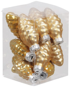 Othmar decorations Kersthangers dennenappels - 12x st - saffraan oranje - 6 cm - glas - kerstornamenten