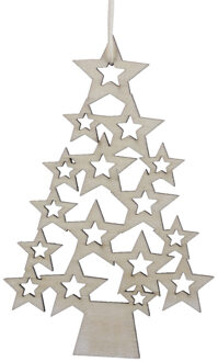 Othmar decorations Kersthangers kerstbomen - 5x st - 8 x 12 cm - hout - kerstornamenten Bruin