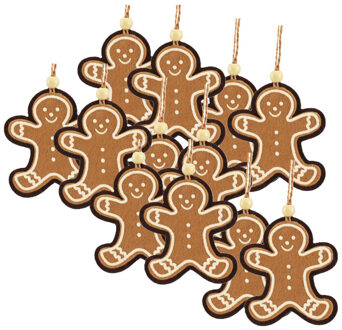 Othmar decorations Kersthangers peperkoek poppetjes - 12x stuks - 7 x 8 cm - kerstornamenten