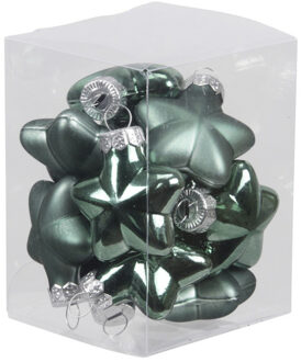 Othmar decorations Kerstornamenten - sterren - 12x st - emerald groen - 4 cm - glas - mat/glans - kerstversiering