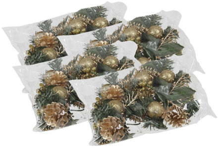 Othmar decorations Kerststukje decoratie - 24x st - goud - op stekers - 12 cm - kerstversiering