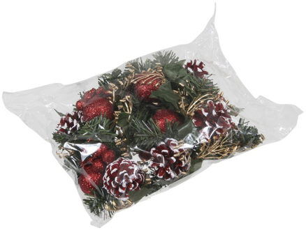 Othmar decorations Kerststukje decoratie - 6x st - rood - op stekers - 12 cm - kerstversiering