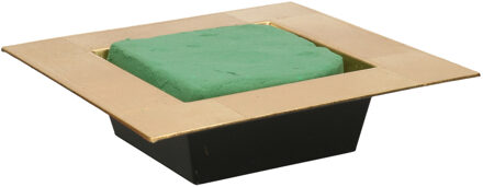 Othmar decorations Kerststukje maken basis materiaal -dienblad goud 20 x 20 cm - met rond steekschuim