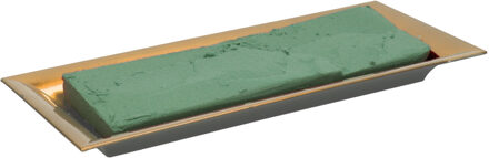 Othmar decorations Kerststukje maken basis materiaal -dienblad goud 28 x 12 cm - met steekschuim