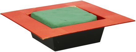 Othmar decorations Kerststukje maken basis materiaal - dienblad - rood - 20 x 20 - met steekschuim