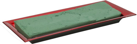 Othmar decorations Kerststukje maken basis materiaal -dienblad rood 28 x 12 cm - met steekschuim