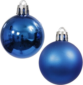 Othmar decorations kleine kerstballen - 20x stuks - 4 cm - blauw - mat/glans - kunststof