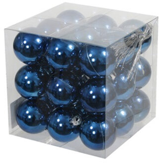 Othmar decorations kleine kerstballen - 27x stuks - 4 cm - blauw - kunststof - onbreekbaar Donkerblauw
