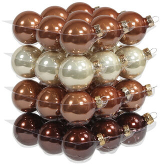 Othmar decorations Kleine kerstballen - 36x st - bruin tinten - D4 cm - glas - kerstversiering