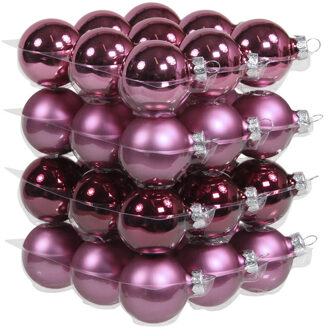 Othmar decorations Kleine kerstballen - 36x st - cherry roze - D4 cm - glas - kerstversiering