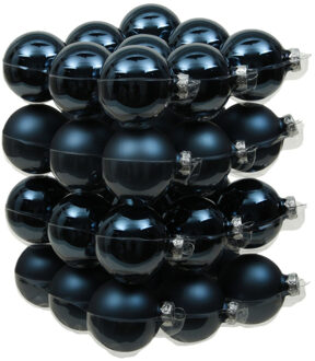 Othmar decorations Kleine kerstballen - 36x st - donkerblauw - D4 cm - glas - kerstversiering
