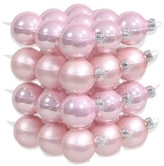 Othmar decorations Kleine kerstballen - 36x st - roze - D4 cm - glas - kerstversiering