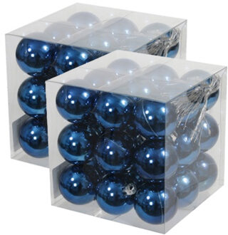 Othmar decorations kleine kerstballen - 54x stuks - 4 cm - blauw - kunststof - onbreekbaar