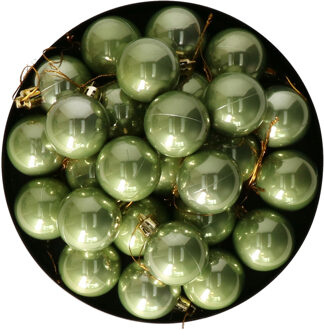Othmar decorations kleine kerstballen - 54x stuks - 4 cm - salie groen - kunststof