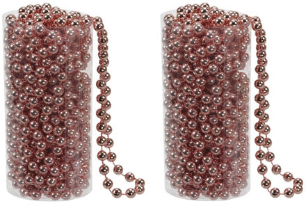 Othmar decorations Kralenslinger - 2x stuks - koper - kunststof - 8 meter - kerstversiering/kerstslingers