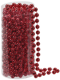 Othmar decorations Kralenslinger - rood - kunststof - 8 meter - kerstversiering/kerstslingers