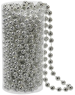 Othmar decorations Kralenslinger - zilver - kunststof - 8 meter - kerstversiering/kerstslingers