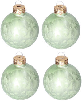 Othmar decorations Luxe kerstballen - 12x stuks - 6 cm - groen - glas - ice finish - kerstversiering