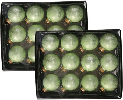 Othmar decorations Luxe kerstballen - 24x stuks - 6 cm - groen - glas - ice finish - kerstversiering