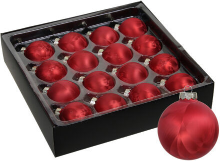 Othmar decorations Luxe kleine kerstballen - 16x stuks - 4 cm - rood - glas - ice finish