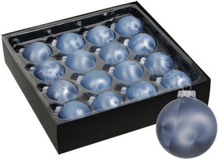 Othmar decorations Luxe kleine kerstballen - 32x stuks - 4 cm - blauw - glas - ice finish
