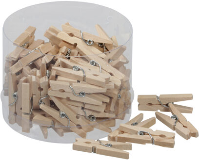 Othmar decorations Mini fotoknijpertjes/kaartknijpertjes hout - 72x stuks - 3 cm Bruin