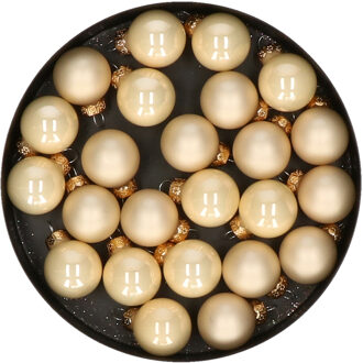 Othmar decorations Mini kerstballen - 24x stuks - champagne - glas - 2,5 cm