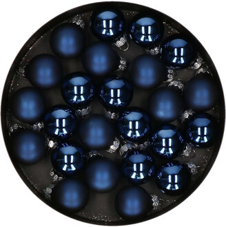 Othmar decorations Mini kerstballen - 24x stuks - donkerblauw - glas - 2,5 cm