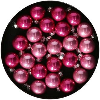Othmar decorations Mini kerstballen - 24x stuks - roze tinten - glas - 2,5 cm - kerstversiering