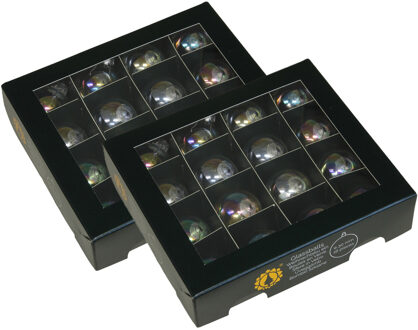 Othmar decorations Mini kerstballen - 32x stuks - transparant parelmoer - glas - 3 cm - kerstversiering