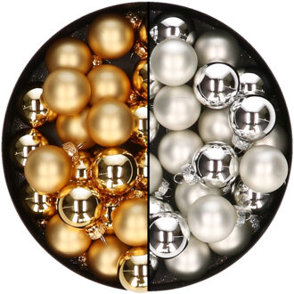 Othmar decorations Mini kerstballen - 48x st - zilver en goud - 2,5 cm - glas