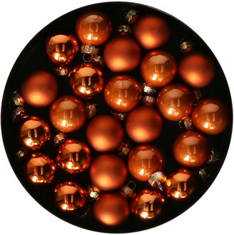 Othmar decorations Mini kerstballen - 48x stuks - mandarijn oranje - glas - 2,5 cm