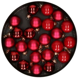 Othmar decorations mini kerstballen van glas - 24x - rood - 2,5 cm - Kerstbal
