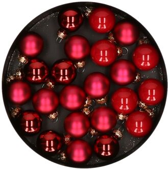 Othmar decorations mini kerstballen van glas - 24x - rood - 2,5 cm - Kerstbal