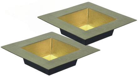 Othmar decorations Plantenbak plantenpot - 2x - goud - 20 x 20 cm - kunststof - vierkant - op tafel - tafeldecoratie