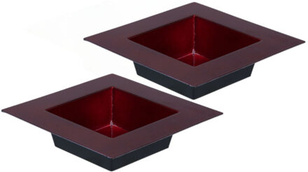 Othmar decorations Plantenbak plantenpot - 2x - rood - 20 x 20 cm - kunststof - vierkant - op tafel - tafeldecoratie