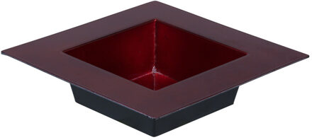 Othmar decorations Plantenbak plantenpot - rood - 20 x 20 cm - kunststof - vierkant - op tafel - tafeldecoratie