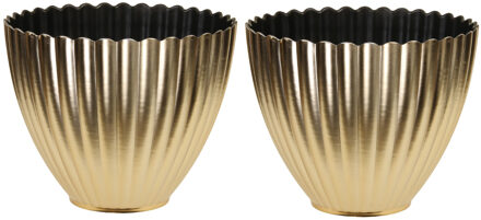 Othmar decorations Plantenpot/bloempot - 2x - binnen - kunststof - goud - D11 x H11 cm