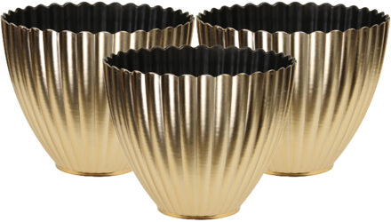 Othmar decorations Plantenpot/bloempot - 3x - binnen - kunststof - goud - D11 x H11 cm