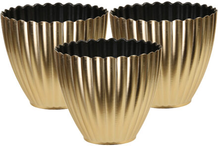 Othmar decorations Plantenpot/bloempot - 3x - binnen - kunststof - goud - D16 x H13 cm