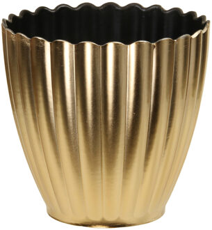 Othmar decorations Plantenpot/bloempot - binnen - kunststof - goud - D13 x H12 cm