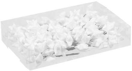Othmar decorations Sterretjes stekers - 108x - wit - kunststof - glitter - 4 cm