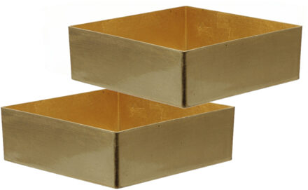 Othmar decorations Tafel dienblad/plateau/tray - 2x - goud - 20 x 20 cm - kunststof - vierkant