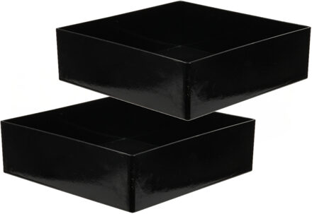 Othmar decorations Tafel dienblad/plateau/tray - 2x - zwart -20 x 20 cm - kunststof - vierkant