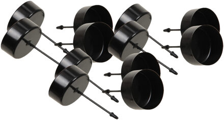 Othmar decorations Theelichthouders instekers - 12x stuks - zwart - 5 cm - metaal - voor in kerststukje