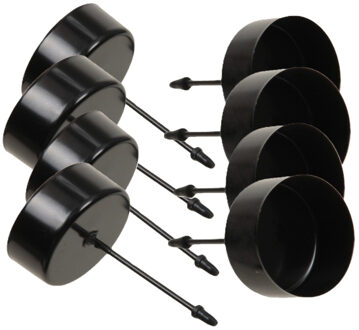 Othmar decorations Theelichthouders instekers - 8x stuks - zwart - 5 cm - metaal - voor in kerststukje