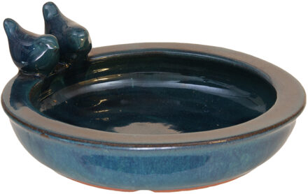 Othmar decorations Vogelbad/voederschaal keramiek - 29 x 27 x 11 cm - blauw